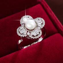 1pc Adjustable Blooming Flower Design Artificial Zirconia Stone Ring For Women - Multicolor - View 11