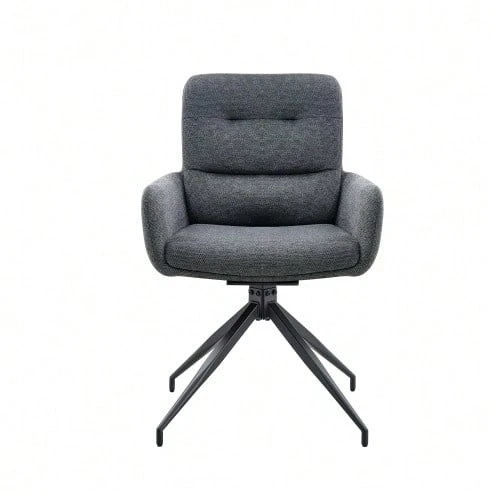 [Set Of 2] European Swivel Chair In A Lightweight Luxury Design, 360° Sound-Swivel, Set Of 2 For Dining Rooms / Relaxation Areas. - 深灰色 - 查看 1