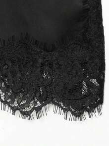 Blusa de satén y encaje blanca, elegante y de moda para mujer, nueva colección de verano - Encaje negro - Ver 10