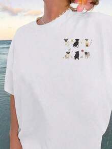 Camisetas holgadas estampadas con estilos modernos y adecuadas para hombres y mujeres. Estilo sin traje. Es un artículo imprescindible en primavera, verano, otoño e invierno, y es sencillo y elegante con un diseño minimalista. Es una opción ideal para ir de compras, viajar y disfrutar de la playa durante el año escolar, y también es una excelente elección para que las parejas combinen sus atuendos. - Blanco - Ver 2