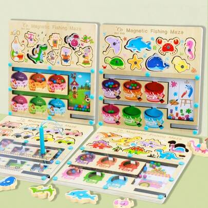 Magnetic Maze Fishing Beads Puzzle Toy, Children's Cognitive Training Logic Thinking Sorting Board