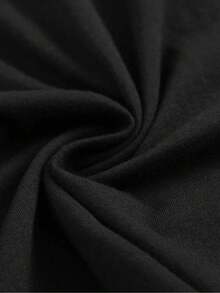 Elegante Camiseta para Uso Diario: 1 pieza de camiseta de manga corta con cuello redondo para mujer de talla grande, con un estampado artístico bajo el título "Minimalista con Inteligencia", cómoda y agradable al tacto, lavable a máquina, adecuada para uso diario, disponible en tallas más grandes, Camiseta de Moda Chic. - Negro - Ver 4