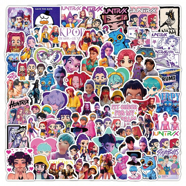 Bộ 104 miếng dán Huntrix K Pop Anime Aesthetic, hình dán nhân vật hoạt hình dễ thương, chống thấm nước, tự dính, thích hợp cho đồ dùng học tập, nhật ký và quà tặng cho thanh thiếu niên. - Nhiều màu - Xem 3