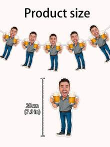 Custom Photo Beer Guy Banner Garland Personalized Face Bunting With Beer Mug For Bachelor Party Birthday Decor 7/14/21pcs - Multicolor - View 3