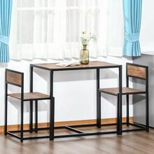 Dining Set, Kitchen Table With 2 Chairs, Dining Set, Dining Set Made Of Metal And Natural Wood For Small Spaces. - Natural Color - View 2