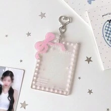 1pc Angel Secret Glitter Acrylic Photo Card Holder With Bow And Star Frame, 3-Inch Idol Photo Card Protector With Heart-Shaped Keychain, Transparent Cute Card Display Box For Backpack Decoration, Fan Collection And Daily Use, Back To School - Card Sleeve - View 17
