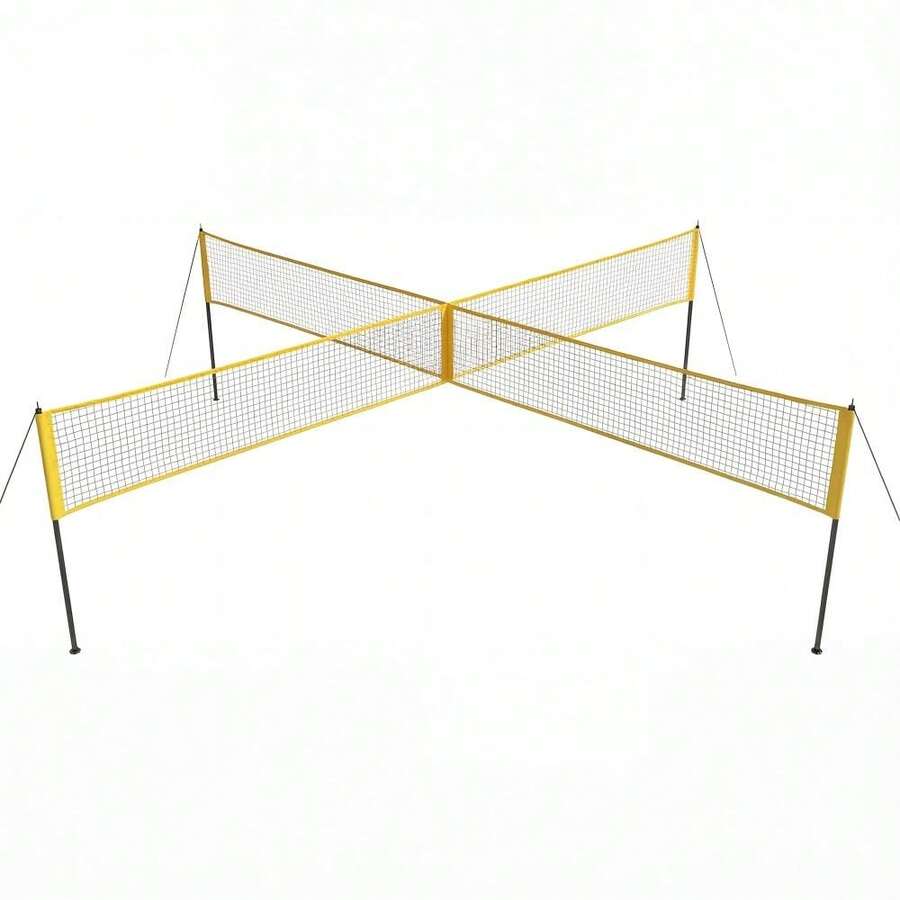 Complete 4 Square Volleyball Game Set Portable Volleyball Outdoor Game Kits, - Yellow - View 1