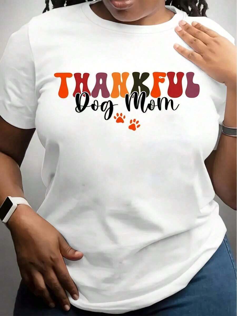 Camisetas de Mujer con Estampado de Huellas de Pata para Mamás de Perros Agradecidas, 100% Transpirables > Hermosas. - Blanco - Ver 1