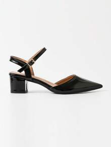 Sandalias de verano para mujer con tira trasera y punta abierta, de tacón bajo, de moda, versátiles, cómodas para uso diario y elegantes de punta puntiaguda y tacón alto - Negro - Ver 3