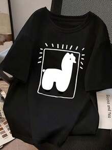 Camiseta de manga corta 100% pura para mujer en  veraniega, holgada y versátil100% cotton - Negro - Ver 8