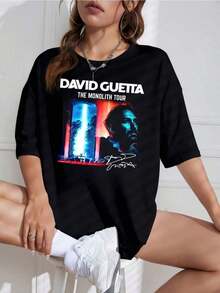 Camiseta Unisex con Estampado de DJ Retro, Cuello Redondo, Manga Corta, Diseño Casual, Ideal para Fans de la Música - Blanco - Ver 1