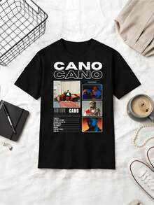 Spanish Rapper Cano American Magazine Retro Style Cotton T-Shirt - Black - View 6