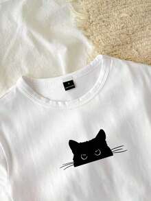 95% algodón. Camiseta corta de manga corta, cuello redondo, ajustada y recortada de unicolor minimalista casual para mujer, vintage, softgirl, elegante. Se puede usar en todas las estaciones, old money, salidas de verano, en casa, vuelta al cole, otoño. - Multicolor 6 - Ver 4