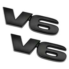 2 PCS 3D V6 Metal Emblem Self-Adhesive Car Bumper Sticker For Trunk Tailgate Side Fender Exterior Decorative Badge In Black Durable Weatherproof Finish - V6 Black - View 1