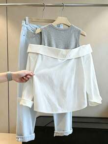 Blusa suelta de manga larga y hombros descubiertos de moda para mujeres - Multicolor - Ver 2