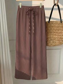 Pantalones Largos Para Mujer Con Estampado De Leopardo Y Cordón De Ajuste - Multicolor - Ver 3