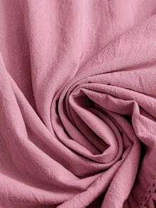 Vestido casual holgado de unicolor con cuello en V y mangas cortas para mujer de talla grande - Rosa - Ver 8
