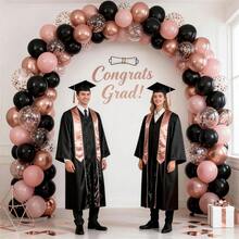 48pcs/24pcs Set 10inch/12inch Black, Vintage Pink, Rose Gold, Rose Gold Foil Sequin Latex Balloon Arch Kit, Suitable For Graduation Party, Birthday, Bachelorette Party, Girls Night Decoration, Dance Party DIY Backdrop Supplies - Multicolor - View 4