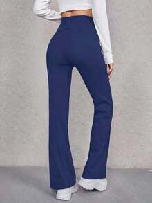 Pantalones acampanados de cintura ancha - Azul marino 2 - Ver 2