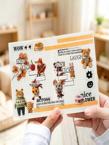 Fluffy Cute Animal Series Plush Cartoon Stickers, DIY Scrapbooking Materials, Water Bottle Decorative Stickers - Multicolor - View 4