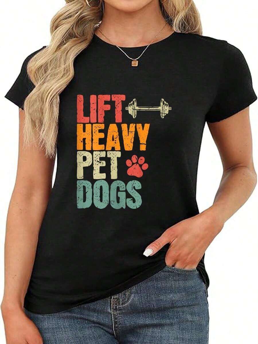 Playera de mujer 100% algodón manga corta frase graciosa gimnasio verano - Negro - Ver 1