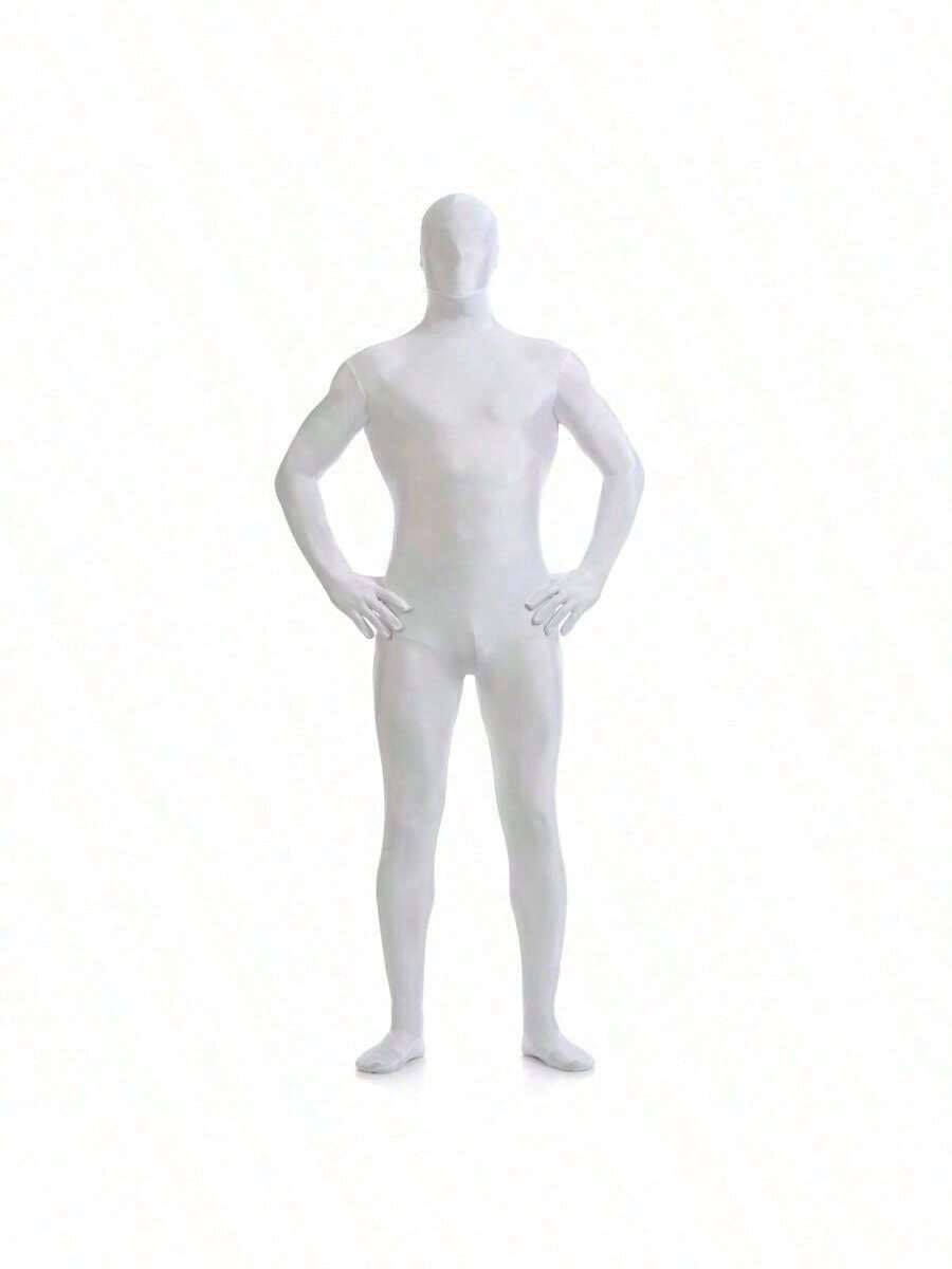 1 Set Full Body Zentai Suit, Spandex Skin-Tight Jumpsuit, Cosplay Invisible Outfit, Stage Performance Wear - White - View 1