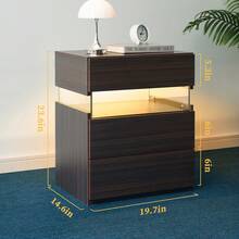Modern Bedside Table / Wooden Bedside Table / Bedside Table With 3 Drawers / Easy To Assemble, Plenty Of Storage Space / For Bedroom, Living Room, Bedside Furniture - 核桃 - 查看 6