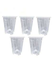 5 Packs Classic Round Transparent Orchid Pots, Breathable Plastic Flower Pots With Drainage Holes For Indoor Outdoor Garden - High-transparency Flower Pots - View 16