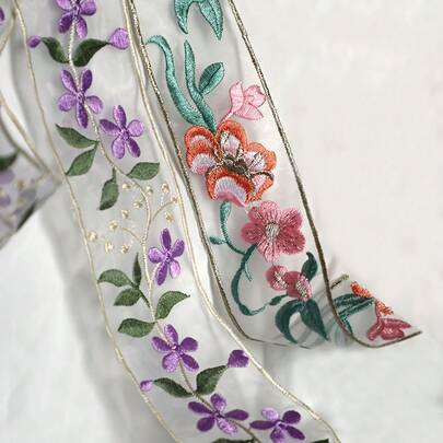 1 cuộn ruy băng ren thêu hoa phong cách Boho, ren trang trí may vá, 1/5 thước vải, thích hợp cho các dự án thủ công DIY, đồ dùng may vá, trang trí nhà cửa, gói quà - Đỏ/Vàng/Vàng kim, ruy băng satin ren cho đồ thủ công handmade, trang trí đám cưới và tiệc tùng theo phong cách cổ điển.