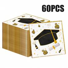 100/60/20pcs 13 * 13 Inch Graduation Season Themed Disposable Napkins, Black And Gold Graduation Hats, And Graduation Scrolls, Suitable For Graduation Parties, Graduation Ceremonies, Teacher Appreciation Events, Class Celebrations, Etc. - View 5