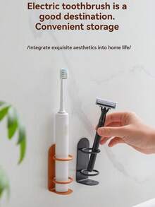 Portaspazzolino elettrico da parete senza foratura (1 pezzo) - Scaffale di stoccaggio per il bagno. Questo innovativo supporto può essere posizionato sul bancone o montato a parete, e presenta fori di drenaggio per prevenire che l'umidità e i residui influenzino la porta di ricarica. Perfetto per bagni, dormitori e luoghi simili, è una soluzione di stoccaggio domestica creativa e pratica. - Multicolore - Visualizzare 3