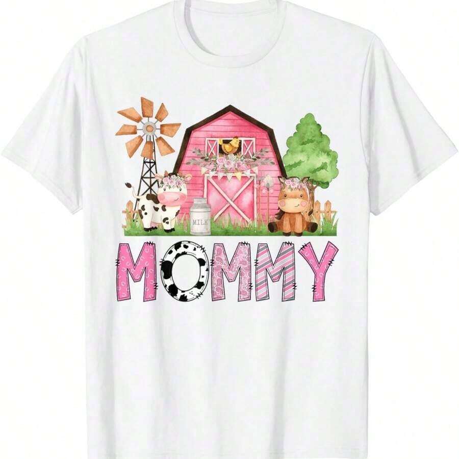 Matching Family Camia For Children With Farm Animal Print In Pink For Birthday 001 Breathable And Comfortable - White 3 - View 1