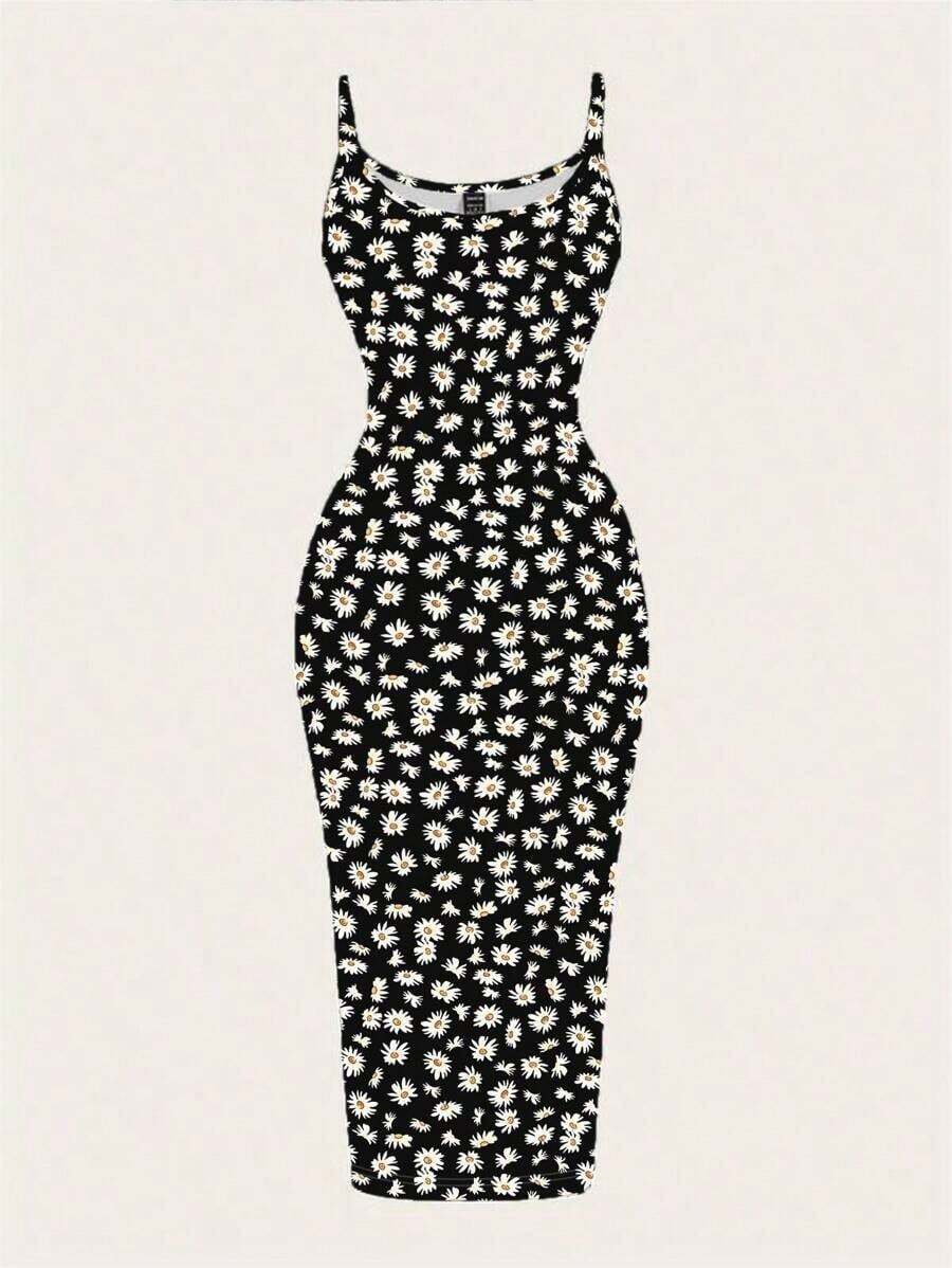Vestido camisero de Body entero minimalista y casual con estampado de margaritas, adecuado para el verano - Multicolor 8 - Ver 1