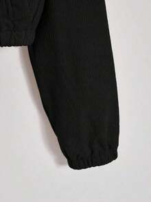 Chaqueta con capucha de manga larga con forro térmico de unicolor para mujer, otoño/invierno - Negro - Ver 4