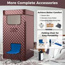 GOFLAME Single Person Steam Sauna Full Body Sauna Tent With Remote Control Foot Massager And Foldable Chair - Brown - View 9