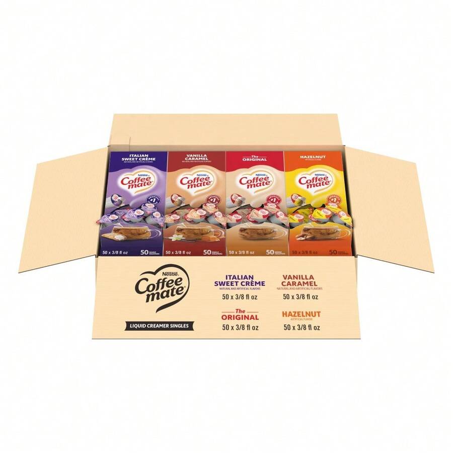 Nestle' Nestle Coffee Mate Creamer Singles Variety Pack, Original, French Vanilla, Hazelnut, Non Dairy, No Refrigeration, 150 Count (Pack Of 3) - Variety Pack: Crowd Pleaser - View 1