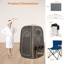 GOFLAME Steam Sauna Tent Full Body Sauna For 1 Or 2 People Personal Sauna SPA For Relaxation Sauna Tent At Home With Foldable Chair Timer Remote Control - Grey - View 2