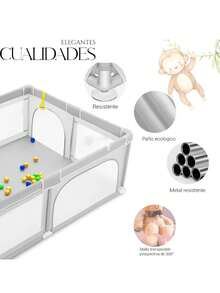 Portable Baby Playpen, Foldable Playpen For Children, Various Colors Available - Light Grey - View 4