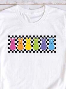 Adorable Camiseta de Algodón Blanca con Temática Divertida para Uso Diario de Niños, Playful Pals, Nee Doh, Ropa de Verano para Adolescentes, Ropa de Pascua para Niños, Ropa de Verano para Adolescentes, Ropa de Verano para Mujeres, Ropa de Pascua, Verano, Ropa de Pascua para Niños, Camiseta de Conejo de Pascua, Día de Pascua. Esta camiseta blanca de cuello redondo para niños está hecha con un tema encantador y 100% algodón puro, ofreciendo una opción suave y transpirable para el vestuario casual diario. Regalos Personalizados, Regalos de Pascua para Niños, Recuerdos de Fiesta para Niños, Regalos para Niños, Amigos y Familiares. - Blanco - Ver 1