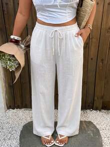 Pantalones sueltos y casuales para mujer, versátiles para el verano - Blanco - Ver 3