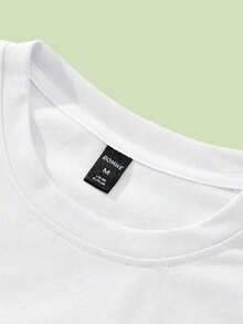 ROMWE MEN La Camiseta Deportiva Casual para Hombre "White Lotus", Diseño de Loto Blanco, Estilo Minimalista y Sencillo en General - Blanco - Ver 7
