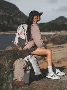 多隔層戶外運動拼色尼龍女款背包，輕量多功能登山背包，透氣減壓書包，大容量旅行包，適合學生、旅行、度假、攀岩、滑雪、徒步、露營、戶外運動，節日禮物、生日禮物 - 彩色 - 查看 11
