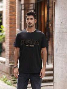 short-sleeveCamiseta hombre cuello redondo y manga corta.Estilo casual con estampados modernos y cómodos.Para hombres y mujeres, estilo pareja, pareja, camiseta de manga corta con estampado de moda100% Cotton - Negro - Ver 5