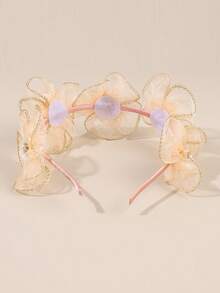 1pc Beige Girls' Mesh Headband With Shiny Floral Pearl Decor, Elegant Hair Accessory For Daily, Party, Gift, Holiday, Wedding, Suitable For Teenagers - Beige - View 6