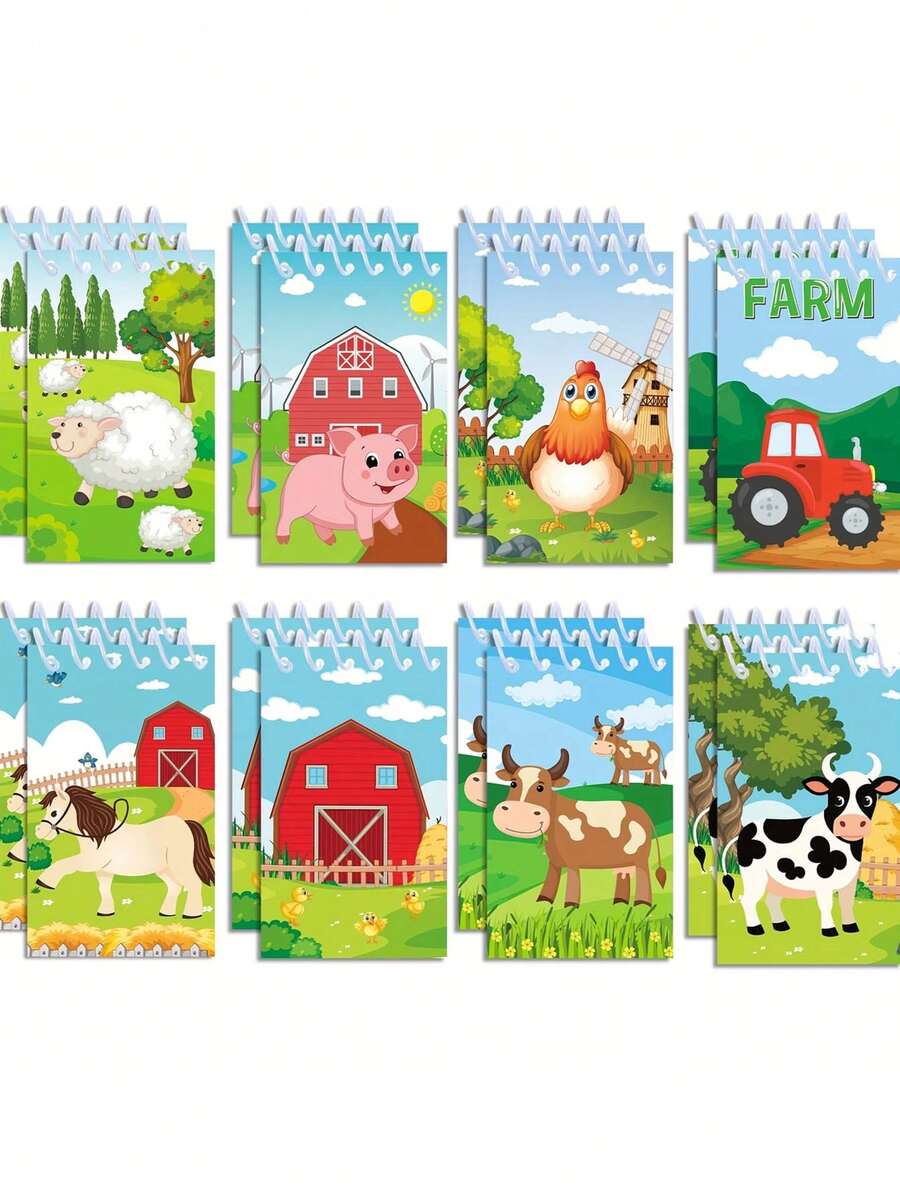 8pcs Cartoon Animal Pattern Notebooks, Suitable For Theme Party Decorations, Creative Stationery Gifts, Birthday Party Gifts, Event Souvenirs, Back To School Gifts, And Desktop Notebooks - One Size Fits All - View 1