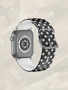 1件極簡可愛黑白波點矽膠錶帶，相容 38mm 40mm 41mm 42mm 44mm 45mm 49mm 46mm，時尚柔軟矽膠運動錶帶，適用於 Series Ultra 2 S11 S10 SE 9 8 7 SE 6 5 4 3 2 1，適合日常穿搭與度假造型 - 彩色 - 查看 2