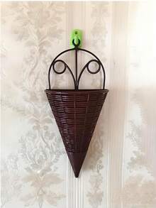 3 buah/1 buah Pot Gantung Dinding Rotan Imitasi Vintage, Keranjang Anggrek Gaya Rotan Vintage Cocok untuk Dekorasi Rumah, Pot Tanaman Vintage Cocok untuk Taman dan Dekorasi Rumah, Pot Kerucut Rotan Imitasi Plastik, Pot Gantung Dinding, Pot Pagar Balkon - A - View 3