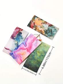 1pc Colorful Cloud Marble Pattern PU (Polyurethane) Glasses Case, Spring/Summer Ladies Glasses Bag, Women's Travel Essential Glasses Pouch, Fashion Eyeglasses Storage Bag, Marble Pattern Glasses Box, Phone Bag, Coin Purse, Jewelry Organizer Bag - Multicolor - View 5