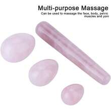 4Pcs Healing Yoga Exercise Eggs, Egg Massage Stick Set, Obsidian Gemstone/Rose Quartz, For Female Vaginal Muscle Tight Kegel Exercise, Yoni Muscles Massage Exercise Eggs For Train Pelvic - one-size - View 6