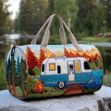 Bolso de Viaje Acolchado de Algodón con Diseño 3D de la Serie Autobús, Bolso de Yoga Estampado a la Moda para Mujer - 9 estilos - Ver 7